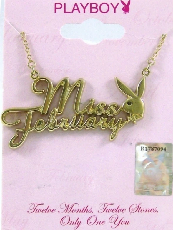 Collar Playboy MISS FEBRERO Conejito Colgante Chapado en Oro Playmate del Mes Foto 3 de 4