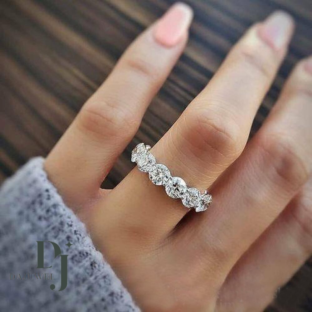 1.50 Carat Round Cut Full Eternity Wedding Engagement Band Solid 14K White Gold