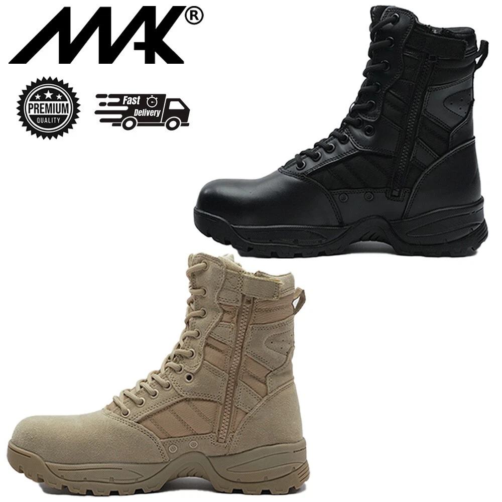 Military Tactical Leather Combat Boots Police Security Army Patrol Cadet Worker
