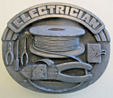 VTG 1992 Metal Siskiyou Electrician Belt Buckle Cable Tools E-5 Made in USA