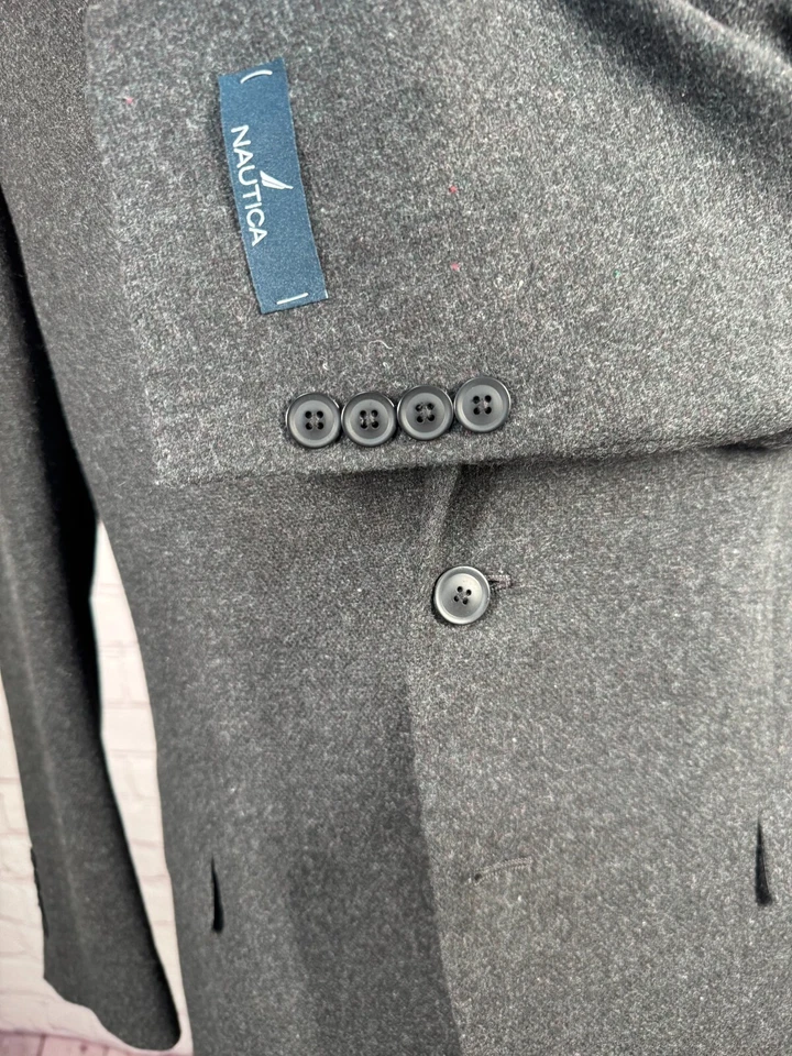 NUEVO NAUTICA Hombres Gris Lana ATHLETIC FIT ABRIGO DEPORTIVO Blazer Chaqueta TALLA 42S Foto 4 de 4