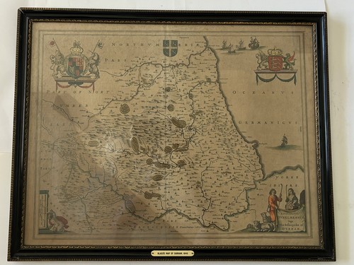 BLAEUS MAP OF DURHAM 1646 - FRAMED