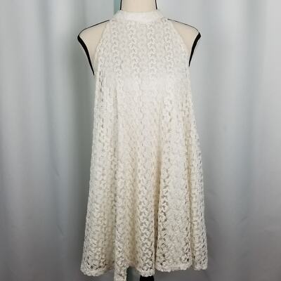 Audrey 3 + 1 Dress Ivory crochet Embroidered halter - Size Small | eBay