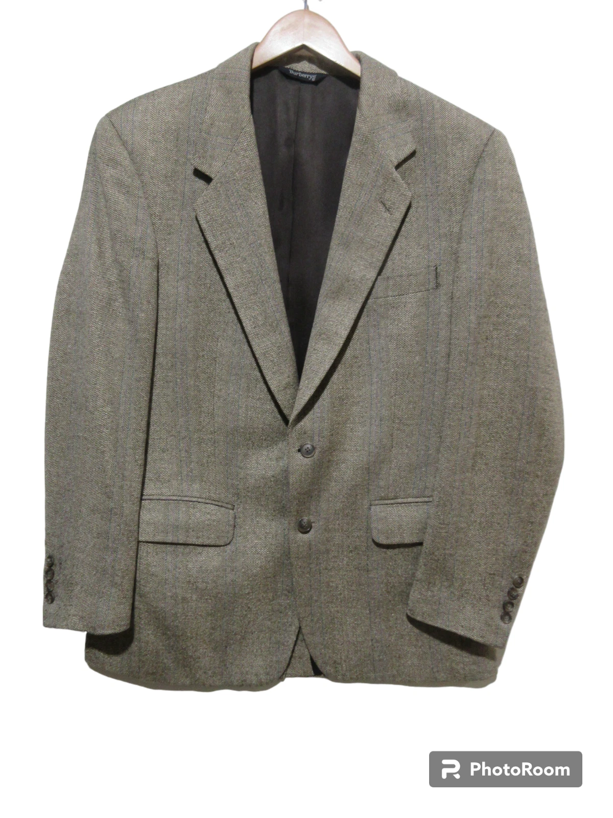 Blazer sportivo taglia 42R Burberrys' BEIGE MARRONE SPINA DI PESCE uomo lana tweed