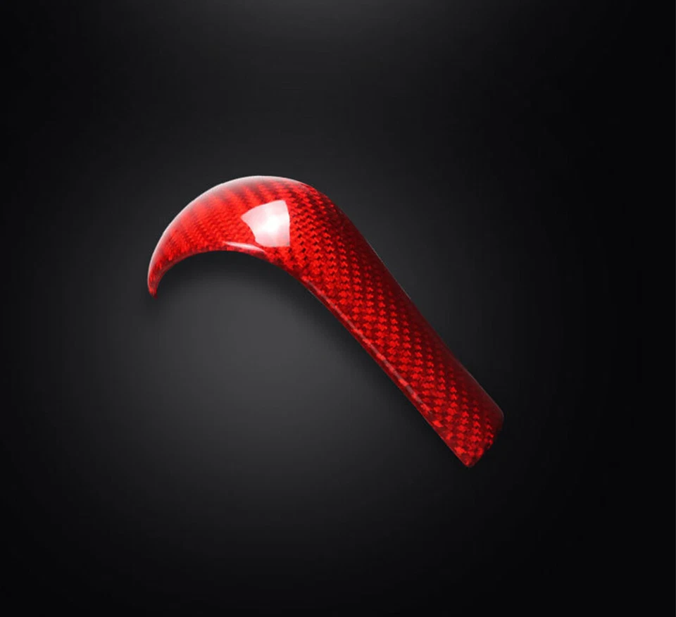 Cubierta de ajuste de cabeza de perilla de cambio de marchas de fibra de carbono roja para BMW E90 E91 E60 E61 E63 Foto 3 de 4