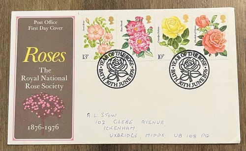 The Royal National Rose Society  1976 GB  First Day Cover  , Bath pmk.