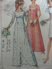 Vtg 60's Simplicity 7538 WEDDING GOWN BRIDAL DRESS Sewing Pattern Women Sz 12
