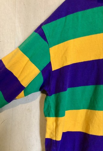 Perlis Mardi Gras Striped L/S Rugby Polo Shirt - Gusset Sleeves - USA | eBay