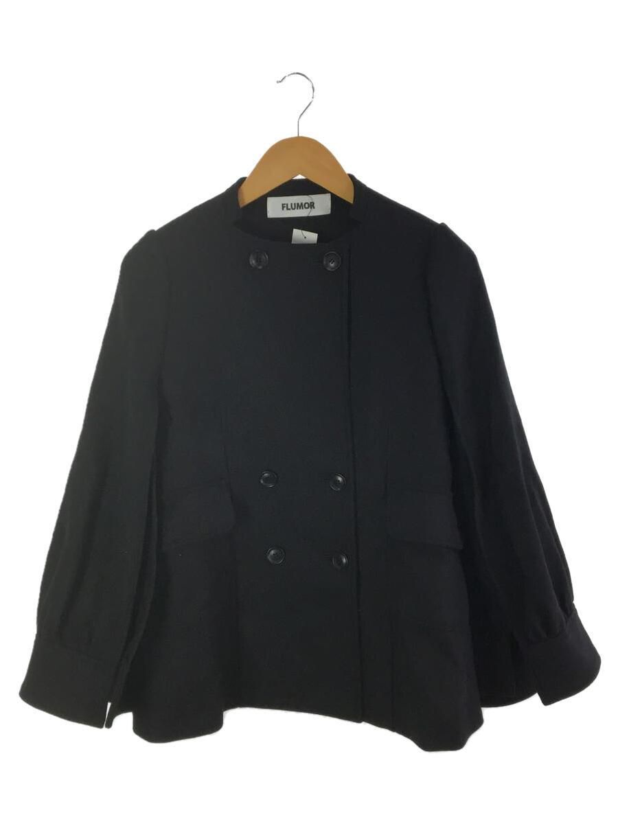 Other Brands FLUMOR Double Breasted Cape Coat 38 Wool Black 6214 