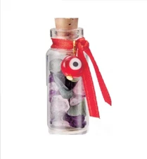  CUARZOS AMULETO PARA BUENA SUERTE, AMOR Y PROTECCION EN ELEGANTE BOTELLA VIDRIO