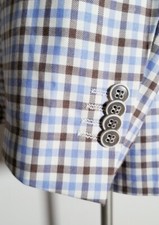 48R Unconstructed Blue Brown 4-Season Wool Poly Check Jacket Blazer Sport Coat