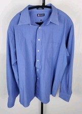 Chaps Long Sleeve Classic Fit Button Up Shirt Blue Men's Size 17 1/2 36/37
