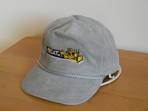 CAP NEW VINTAGE RECAT INC CORDUROY STRAP BACK HIGH QUALITY EMBROIDERED LOGO