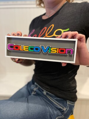 COLECO VISION 3D printed game console placard, retro console sign, multi-color