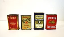 Four Vintage SPICE TINS Rawleigh's Ben Hur Forbes And Schilling