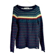 Woolrich Women  s Bateau Fair Isle Sheep Print Mohair Wool Blend Sweater Large