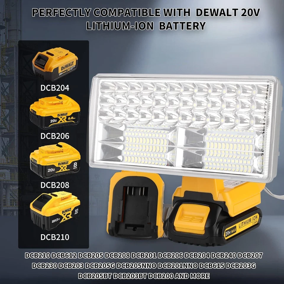 Taschenlampe für Dewalt Akku 4200LM Schnurloses LED-Arbeitslicht für Baustellen - Bild 2 von 4