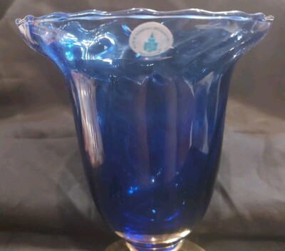 PartyLite Cobalt Blue Soliloquy Glass Votive Cup Made In Romania 5''x5'' Beautiful