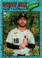 2026 Topps Heritage #90 Mike Tauchman Chrome Light Blue Sparkle Refractors
