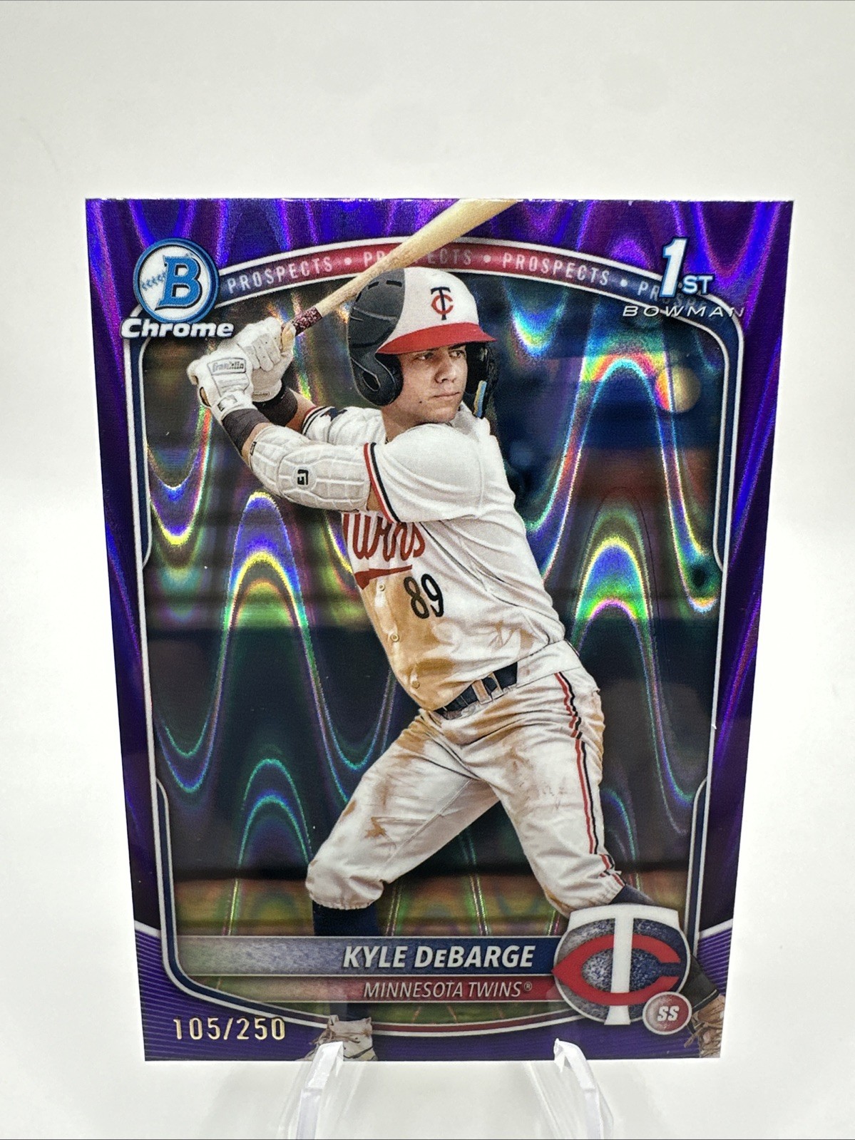 2025 Bowman Kyle DeBarge 1st Chrome Prospect Purple Raywave Refractor /250 RC