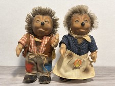2 VINTAGE STEIFF HEDGEHOGS - MICKI AND MECKI - 7 Inches tall - Germany