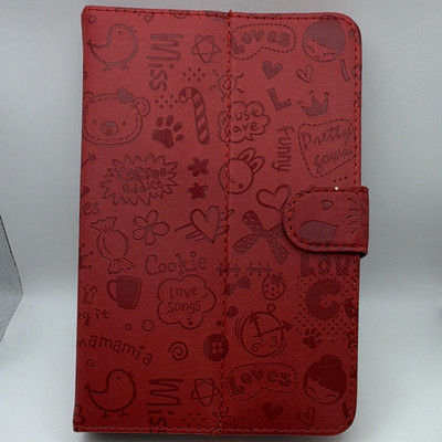 Red Folding Folio Tablet Case Cover with Integrated Stand & Strap Closure