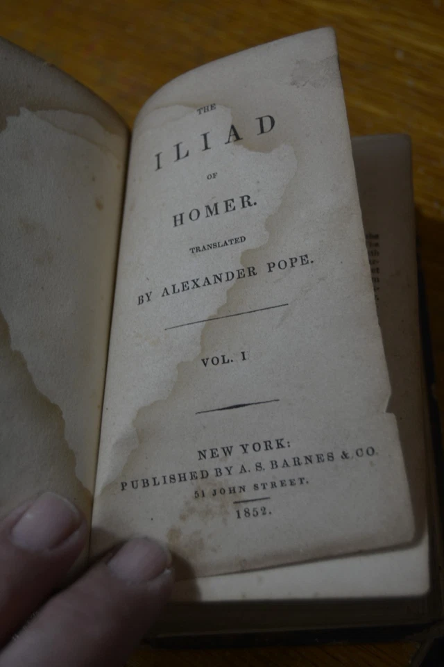 Antique The Iliad of Homer by Alexander Pope 1852 Greek Mythology Miniature 3x5 Foto 4 de 4