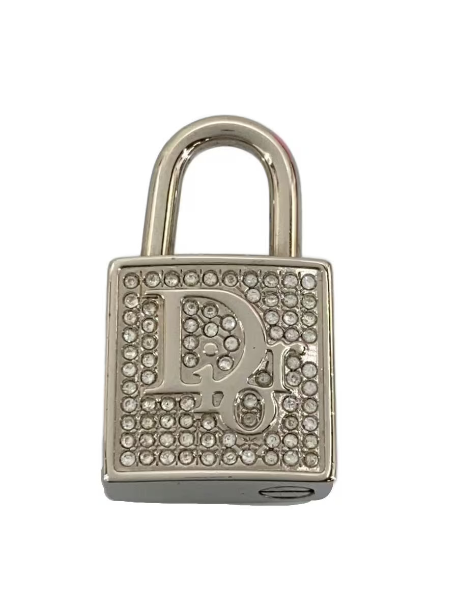 Christian Dior Keychain Padlock Silver Silver Women's Lock-shaped Rhinestone