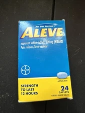 Aleve Naproxen Relief Fever Reducer Caplets 24 Count Exp 03/27 New/Sealed