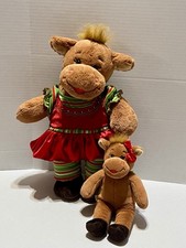 Build A Bear 14 Holly Moose with Christmas Dress 10 Mini Moose Set Plush