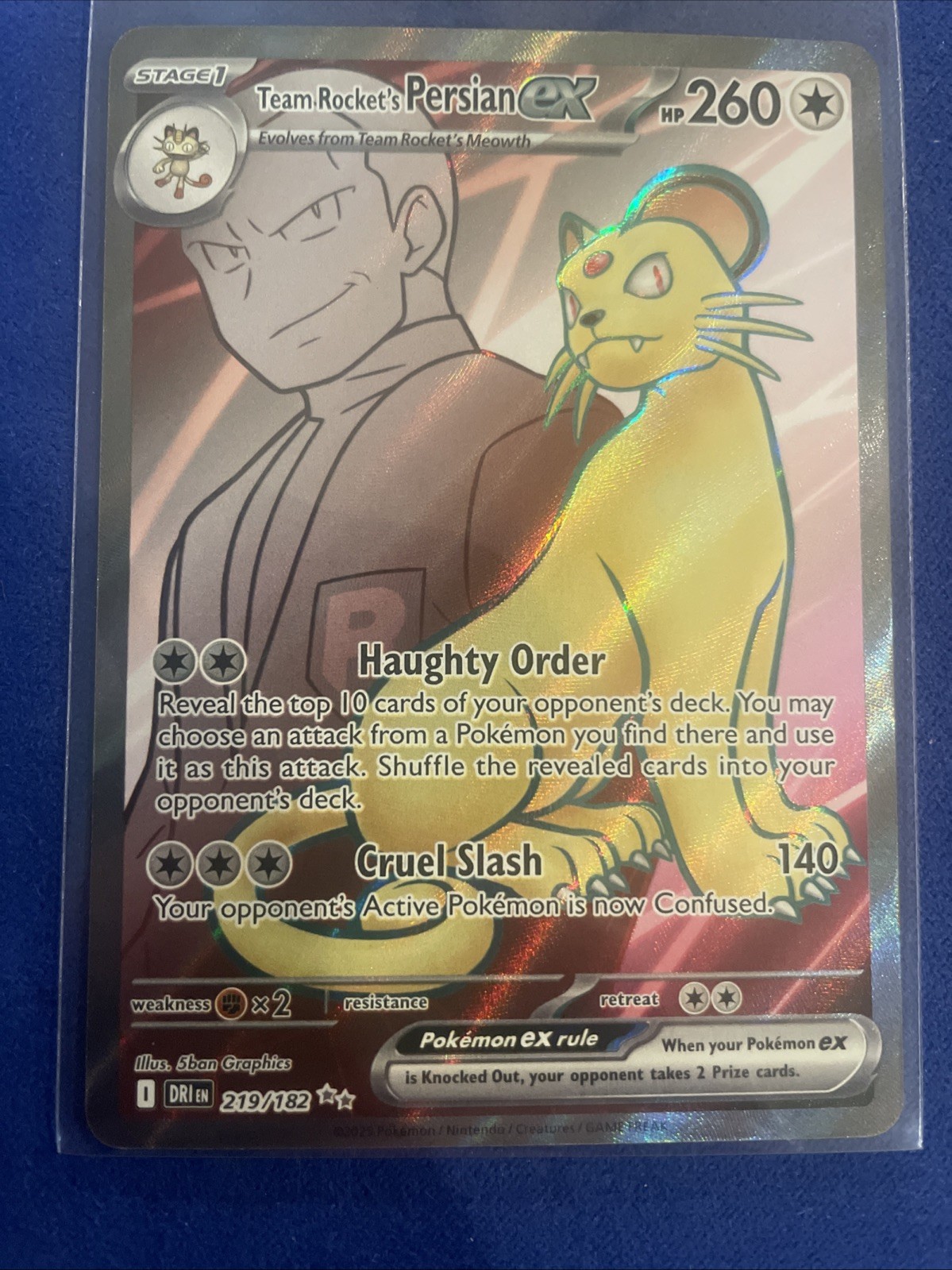 Pokémon Team Rocket's Persian ex Ultra Rare 219/182 DRI SV10: Destined Rivals NM