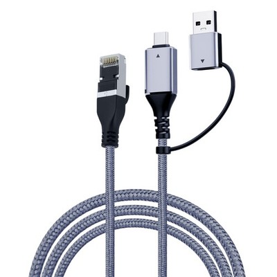 Mcbazel 2 in 1 USB A/USB C auf Ethernet Kabel 6,6 Fuß, Typ C RJ45 grau
