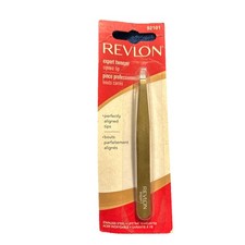 Revlon Square Tip Micro-fine Expert Tweezer 92101 New Gold Stainless Steel