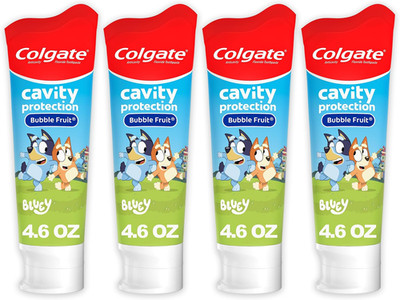 Colgate Kids Bluey Fluoride Toothpaste, Bubblegum, 4 Pack, 4.6 Oz | Bubblegum Bu