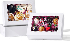 8X6X2.5 Inch 25PCS White Bakery Boxes with Window for Pastry,Treat,Macaron,Dount