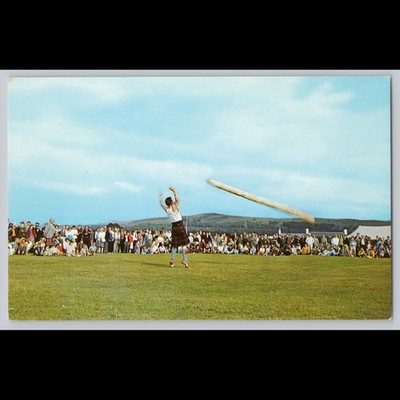 Postcard Tossing the Caber Highland Games Scotland