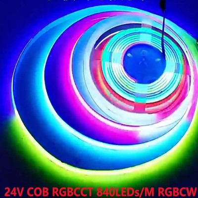 24V COB RGBCCT 5in1 WS2811 IC RGBCW 840led/m LED Strip High Density Linear Light