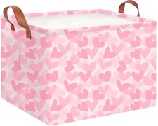 Rectangular Storage Basket Empty,Pink Valentines' Day Gift Double Pink Heart
