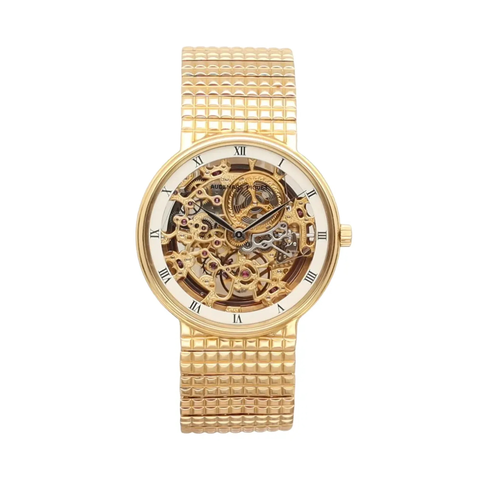 Rare Audemars Piguet 35mm 18K Yellow Gold Skeleton Dial Manual Wind Watch 4232BA