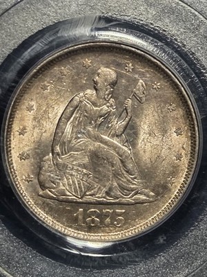1875 S Twenty Cent 20c PCGS AU58 Toned