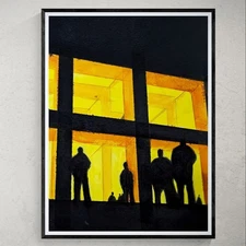 Original Art. Acrylic on Heavy Art Paper. 9x12 inches. 'Night Shift'