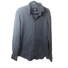 D&G Dolce & Gabbana Mens Slim Fit Grid Button Down Shirt Black White Size 50