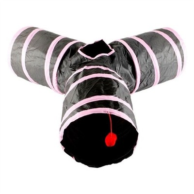 Cute Cat Tunnel Tube Collapsible Y-shape Tunnels Toy for Indoor Cats Bored-Pet