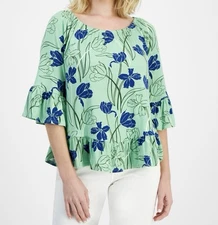 Style & Co Petite Tulip Menagerie on/Off Top Size PL