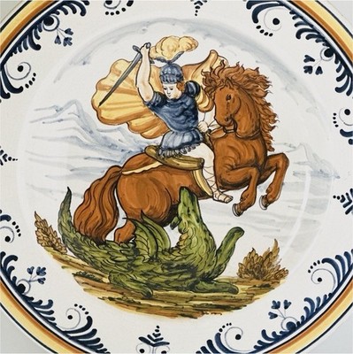 Eusebi Diaz Costa Catalan Ceramic Plate Sant Jordi Dragon La Bisbal Spain