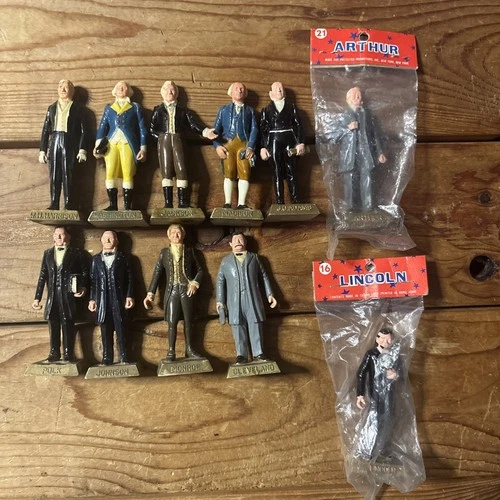 Vintage Lot of 11 MARX PRESIDENTS Painted 1960's Mini FIGURES Lincoln Washington