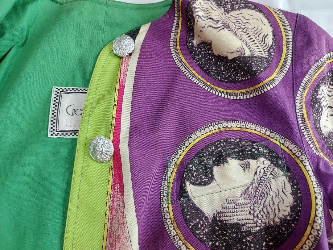 USED VERSACE VINTAGE GRAPHIC PT COLLARLESS JACKET ACCEPTABLE thumbnail 7