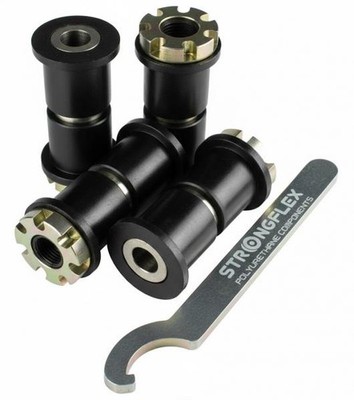 4x Strongflex PU-Buchsen einstellbar, Achsschwinge, HA,BMW E30 E36 Compact schw.