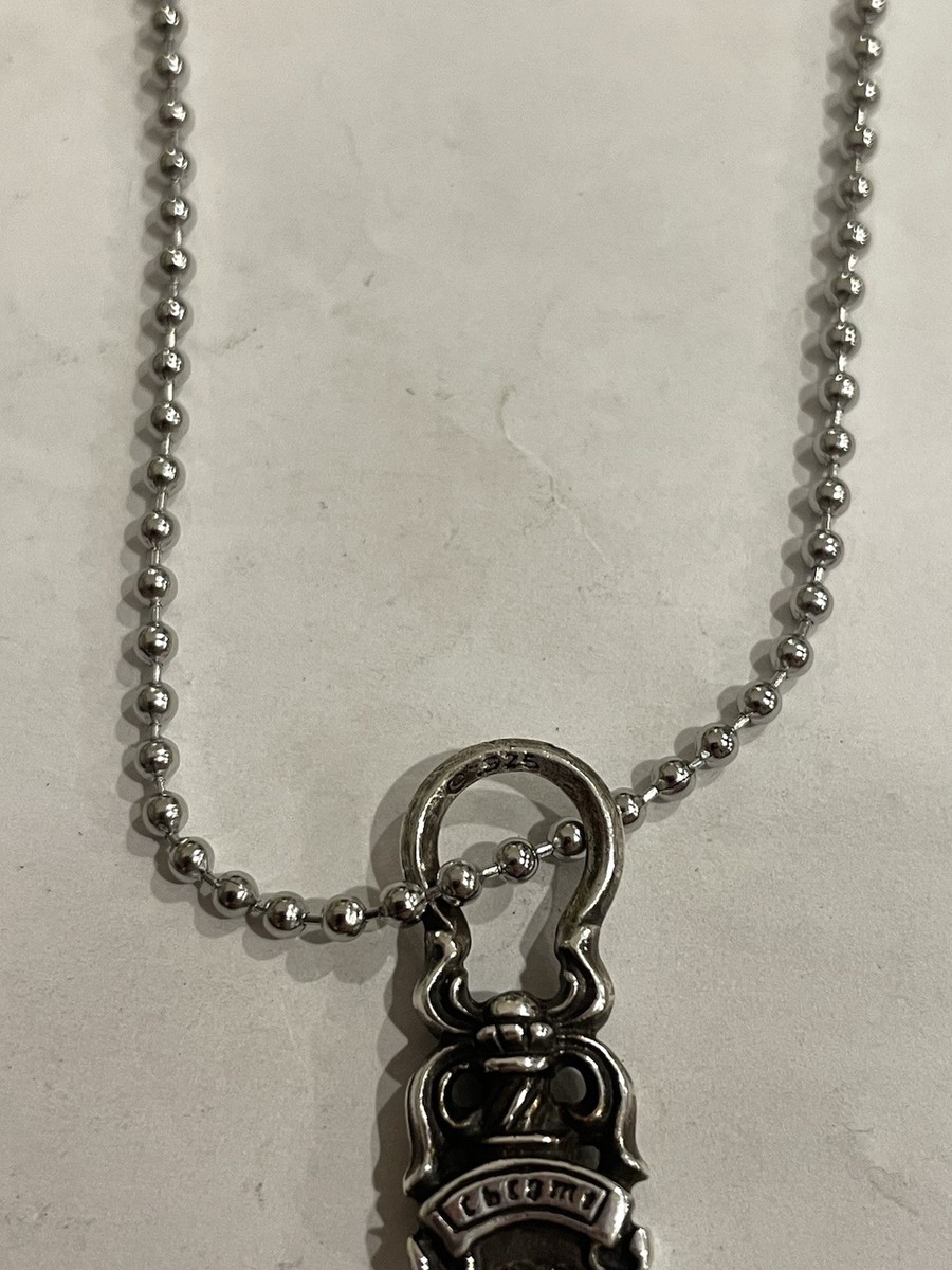 Chrome Hearts Dagger Pendant Ball Chain Sterling Silver Necklace
