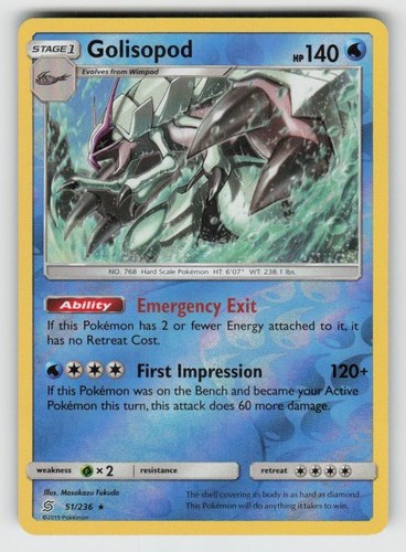 Reverse Holo Golisopod 51/236 Rare Unified Minds Near Mint